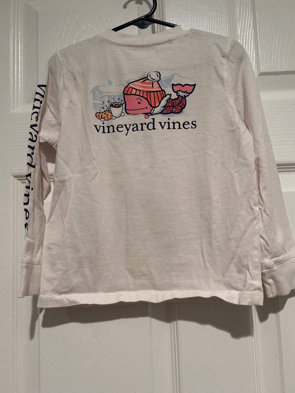 Vineyard Vines 4T White Long Sleeve Winter Snowman Whale Graphic Holiday Tee